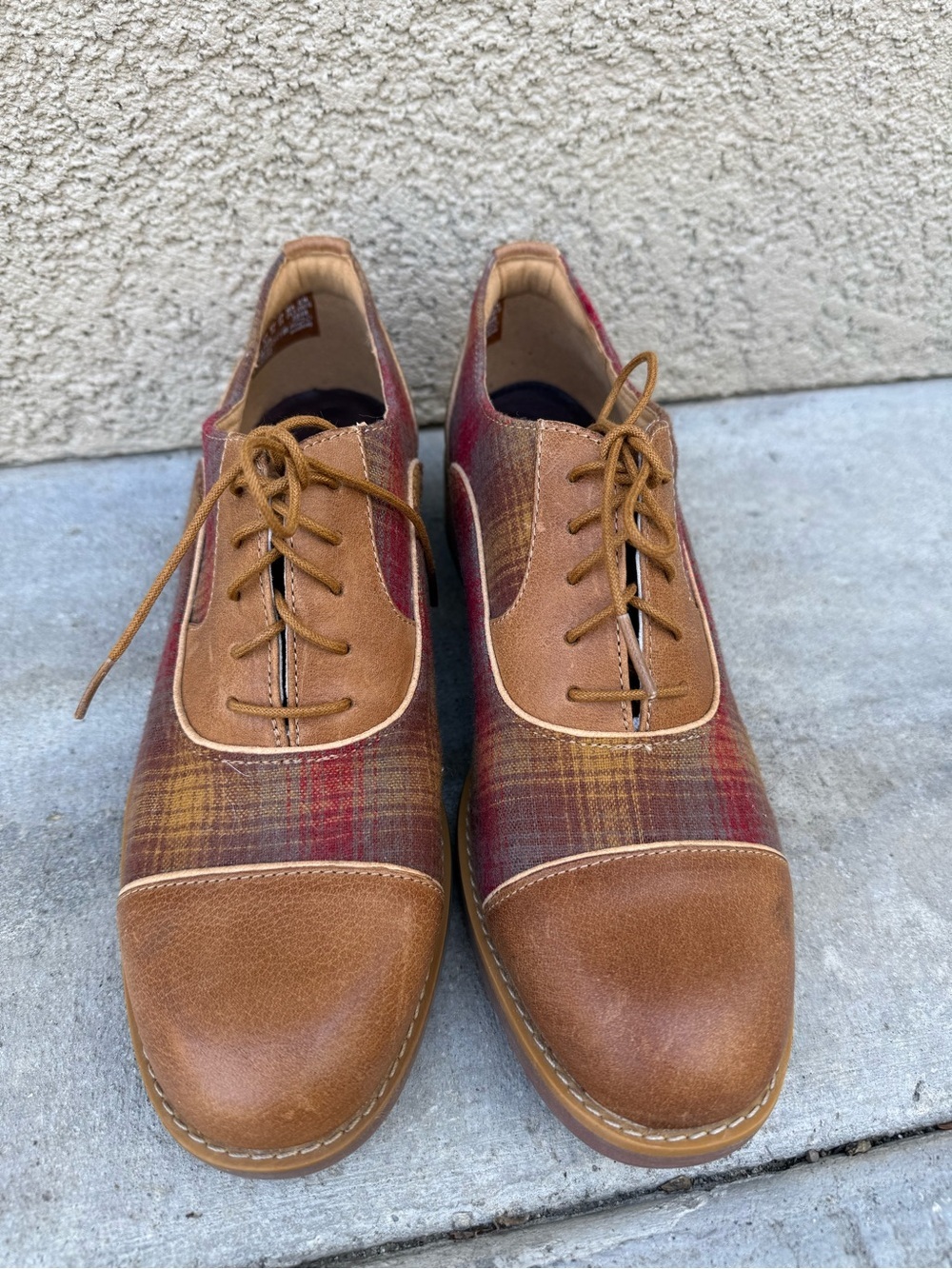 PENDLETON x TIMBERLAND Women's Beckwith Brown Red Plaid Leather Oxfords Shoes 8 - Picture 6 of 16